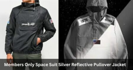 Members Only Space Suit Silver Reflective Pullover Jacket